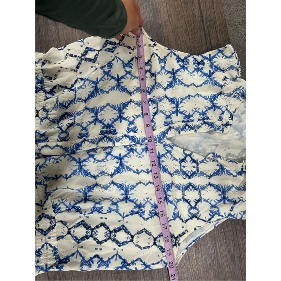 Rebecca Taylor Blue White Exclusive Tie-Dye Satin Sleeveless Short Romper Size 8 - Picture 12 of 12